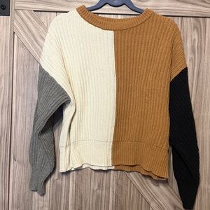 a new day Ribbed Knit Sweater in Tan and Cream
